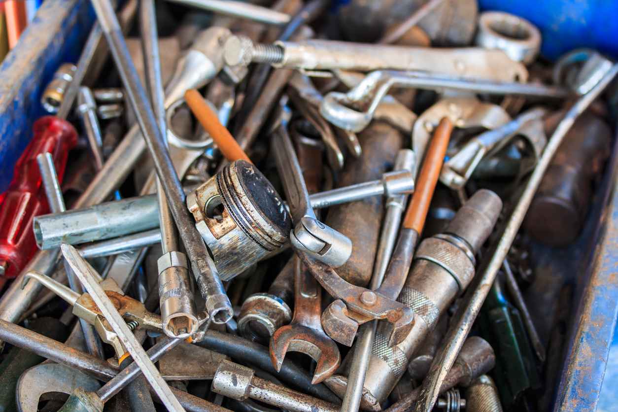 Junk metal tools pile